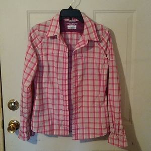 Columbia Pink Plaid Button-Down Shirt